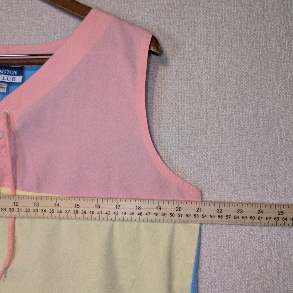 80's VTG Lg Pastel Color block Sleeveless Shirt with Ties Kensington Bay Club